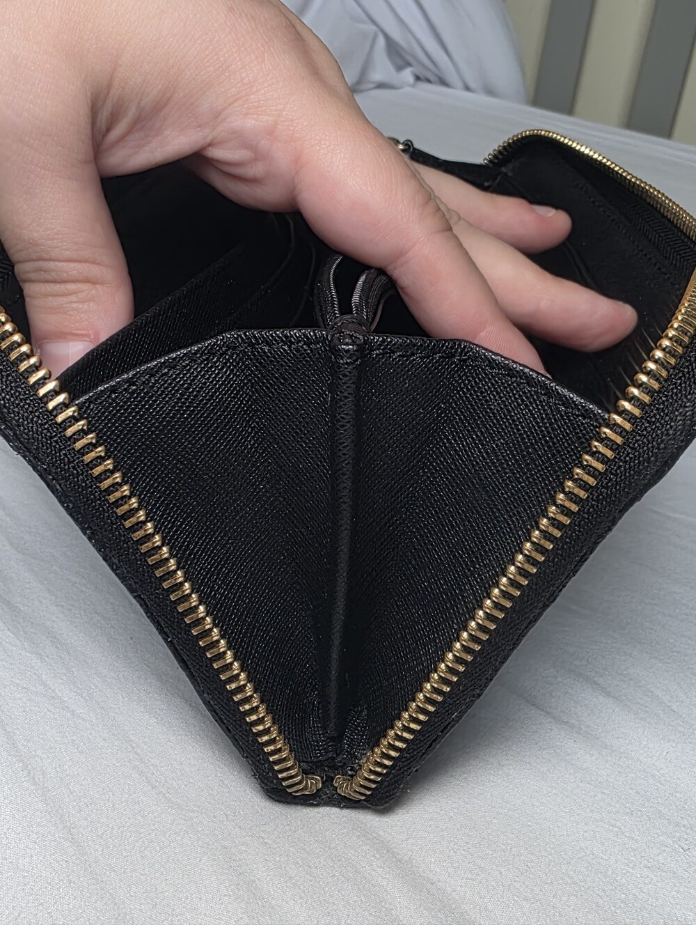 Michael Kors Black Saffiano Leather Zip Wallet with Gold Logo - Picture 12 of 15
